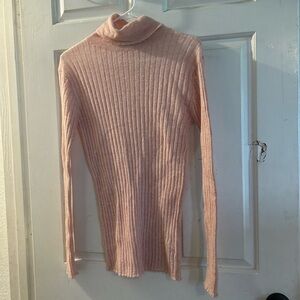 Zara Ribbed Turtleneck Sweater - Light Pink